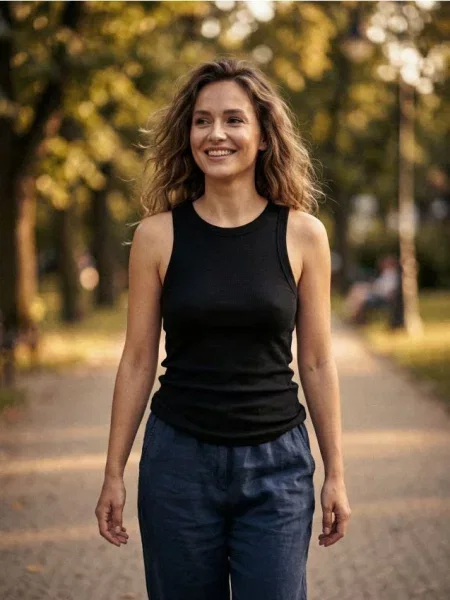 Базовий топ з пружками чорний