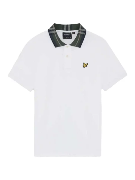 Gulerat tricou polo Lyle & Scott în carouri alb