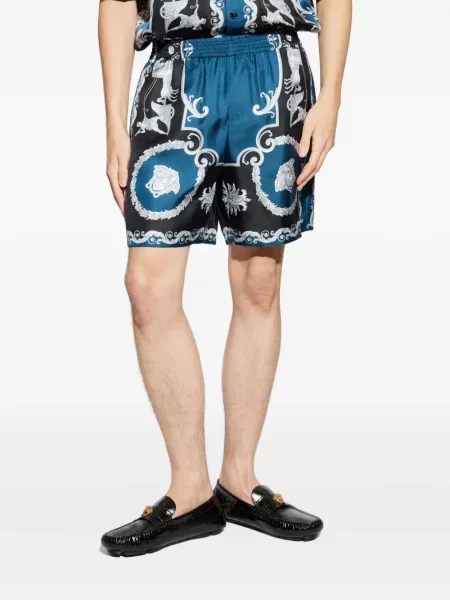 Pantaloni scurți Versace de mătase albastru