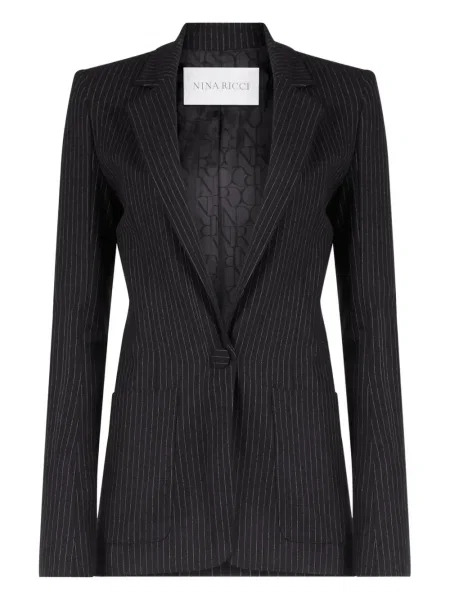 Sacou Nina Ricci de lână cu dungi negru