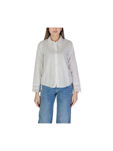 Haftowana koszula Jacqueline De Yong z długim rękawem biała