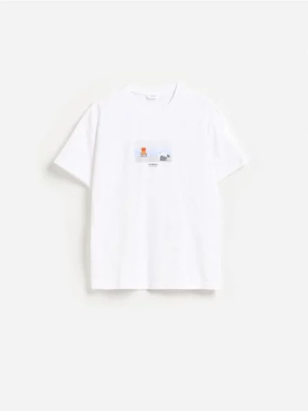 Reserved Tricou regular cu imprimeu alb