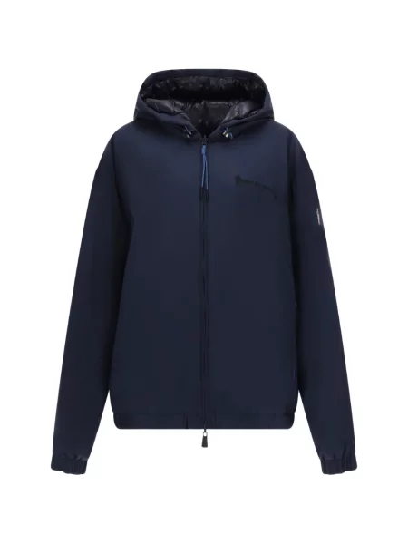 Geacă Moncler Grenoble cu glugă albastru
