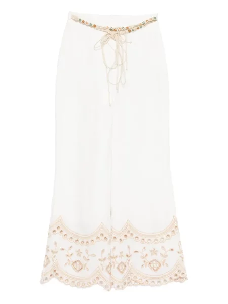Pantaloni Zimmermann cu broderie alb