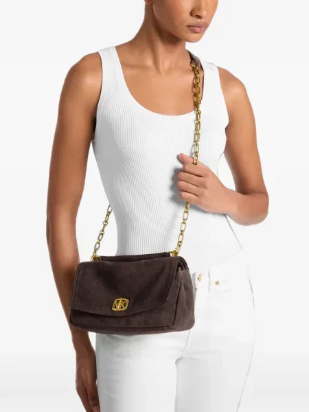Geantă Michael Kors din piele de căprioară maro