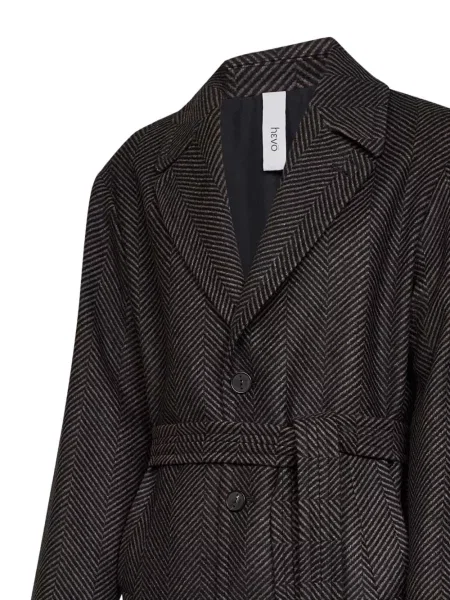 Cu centură palton Hevo cu model herringbone negru