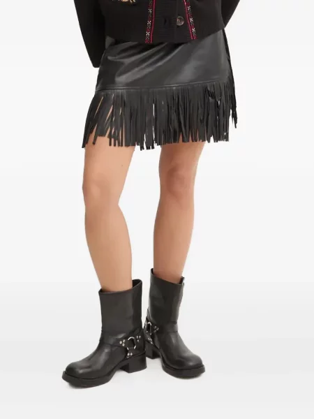 Fustă Never Fully Dressed cu franjuri negru
