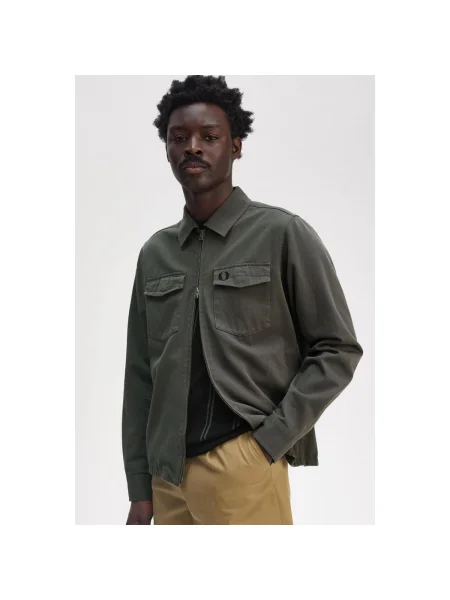 Geacă Fred Perry din țesătură twill verde