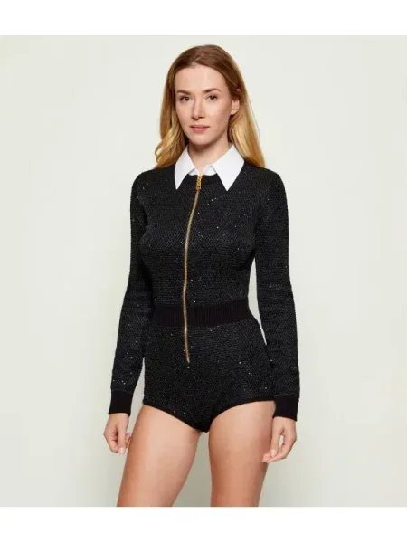 Elisabetta Franchi Salopetă cu adaos de lână negru