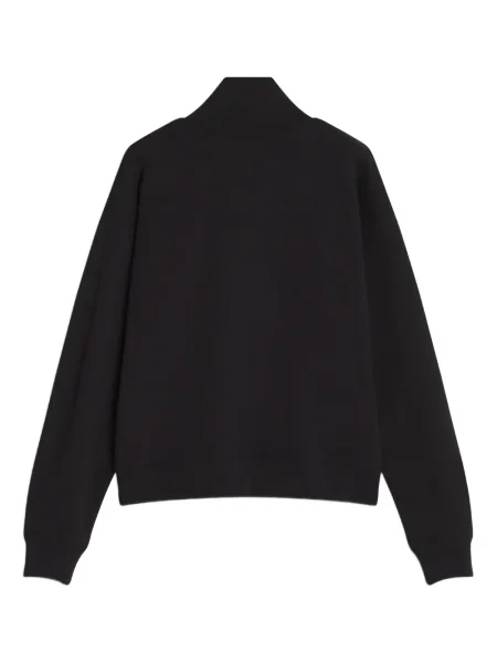 Hanorac Maison Kitsune cu broderie de jumătate de fermoar negru