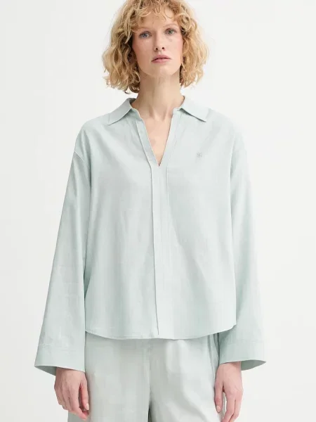 Calvin Klein halenka se lnem zelená