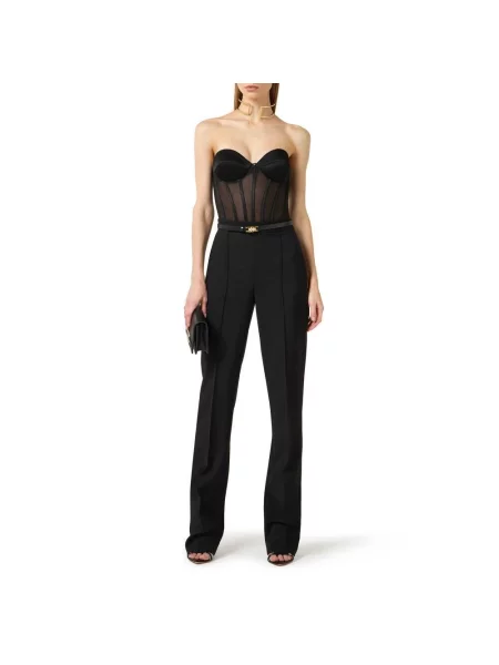 Satynowy top Elisabetta Franchi czarny