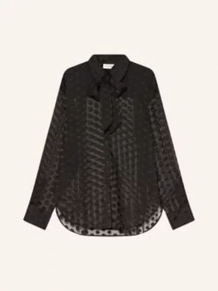 The Frankie Shop Bluzka Z Kokardą Peri Sheer schwarz czarna