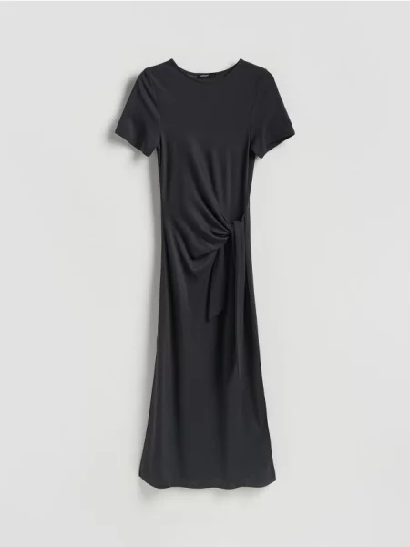 Reserved Sukienka midi z modalem ciemnoszary