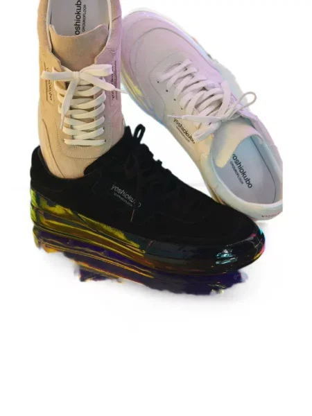 Sneakerși Yoshiokubo din piele de căprioară alb