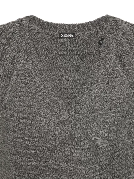 Pulover Zegna cu decolteu în V gri
