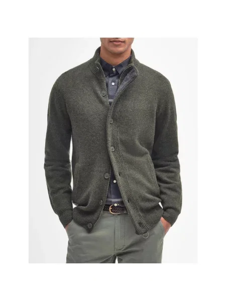 Lniany kardigan Barbour zielony
