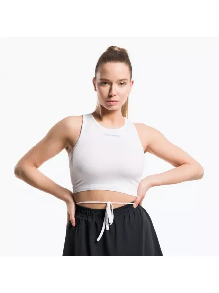 Дамски тренировъчен топ Gym Glamour Tied White бяло