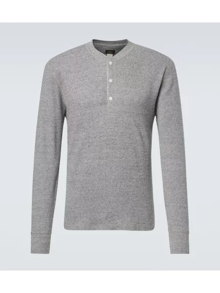 Cămașă Rrl tricotate cu guler henley gri