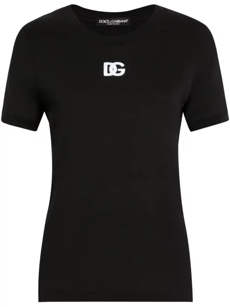 Tricou Dolce & Gabbana cu broderie din jerseu negru
