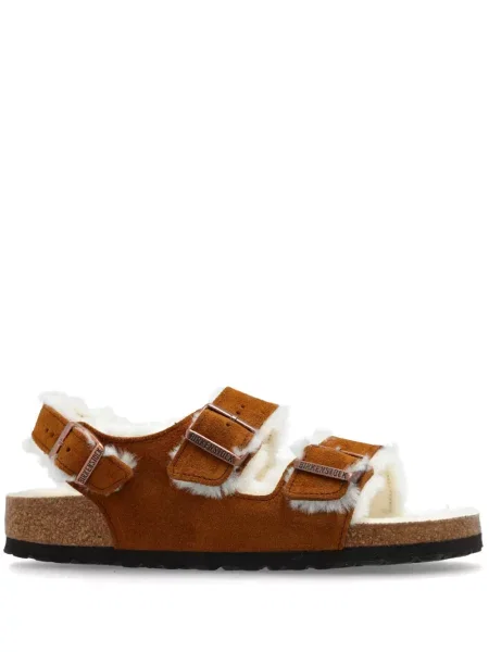 Sandale Birkenstock din piele de căprioară maro