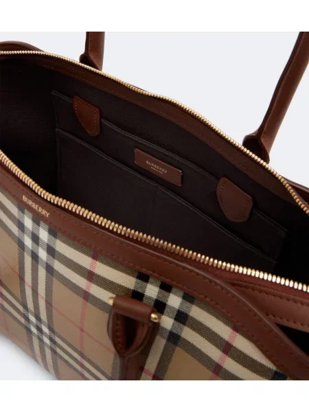 Geantă shopper Burberry în carouri bej