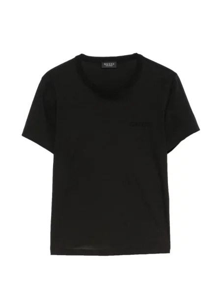 Tricou Gucci cu broderie din jerseu negru