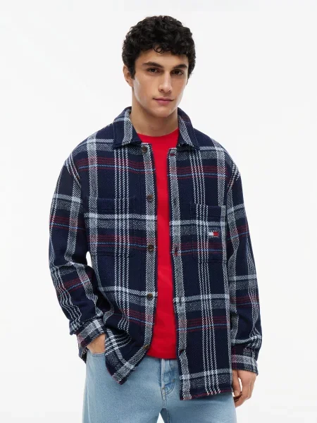 Tommy Jeans Srajca mornarska / kraljevo modra / rdeča / pegasto bela