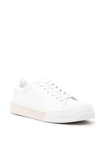 Iš natūralios odos sportbačiai Marni su autografu balta
