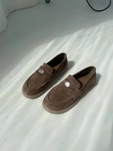 Замшевые лоферы 105.store бежевые