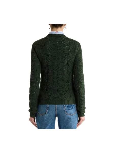 Dzianinowy sweter Etro zielony