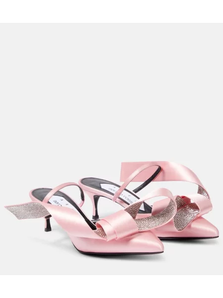 Papuci tip mules Area de cristal roz