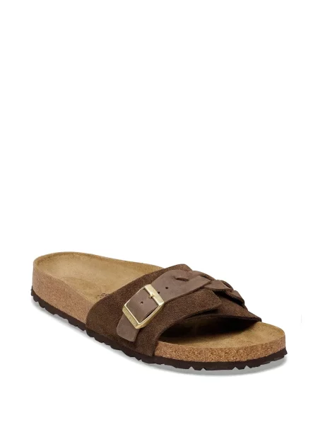 Sandale Birkenstock cu cataramă țesuți maro
