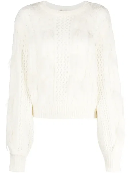 Pulover Twinset cu pene alb