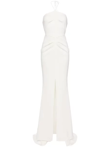 Rochie maxi Maticevski cu gât halter de costum alb