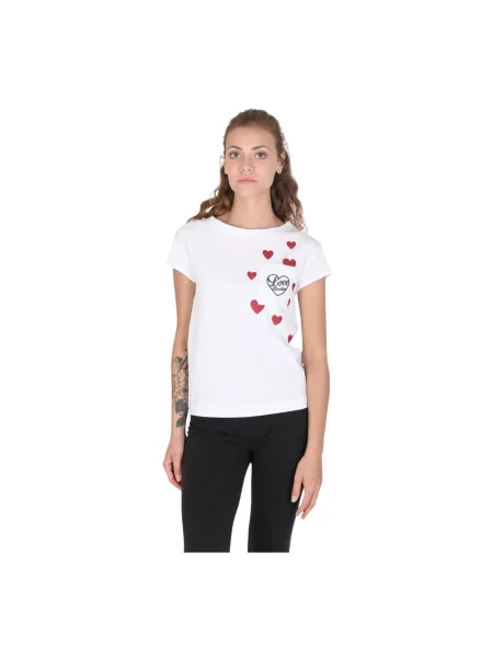 Koszulka Love Moschino ze spandexu z nadrukiem w serca biała