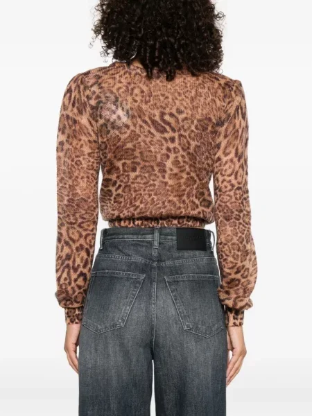 Pulover Twinset cu imagine cu model leopard maro