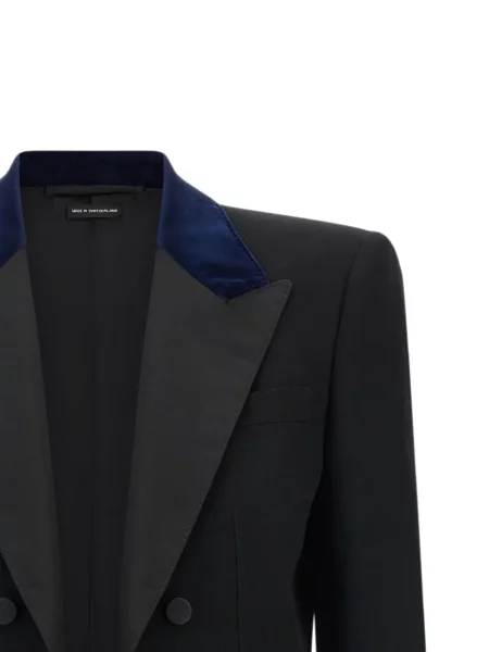 Σατέν περικομμένο μπλέιζερ Tom Ford με πέτο μαύρο