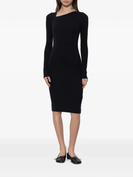 Lung rochie midi Mm6 Maison Margiela asimetrică negru