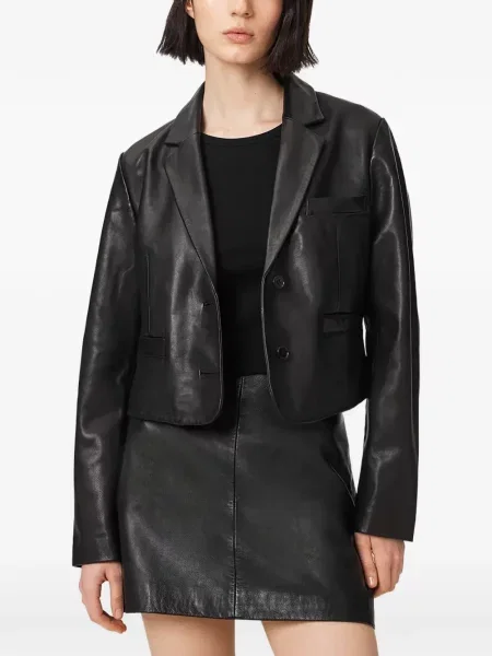 Decupat geanta de piele Allsaints negru
