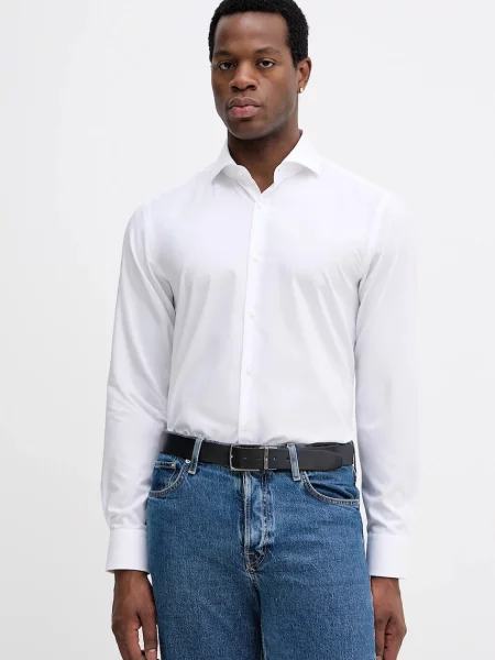 BOSS camasa din cu guler italian slim alb