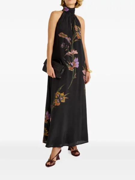 Rochie maxi Marie Oliver cu model floral cu imagine negru