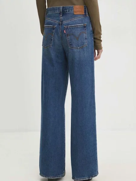 Levi's Dżinsy Szeroka nogawka w prążki Kobiety jednolity niebieski