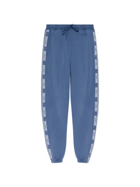 Běžecké kalhoty Moschino s autogramem se stahovací šňůrkou modré