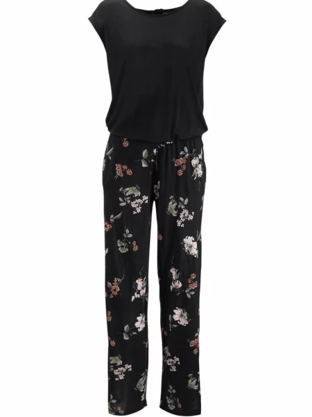 LASCANA Salopeta LS Overall black-flower roz negru