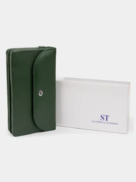 Кожаный кошелек St Leather Accessories зеленый