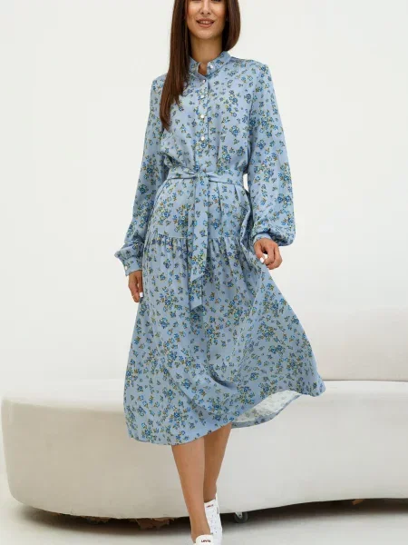 Сукня міді RiMari віскоза/модал блакитний