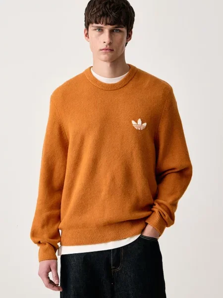Adidas Originals sweter z wełną Trefoil Essentials pomarańczowy