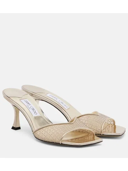 Papuci tip mules Jimmy Choo plasă auriu