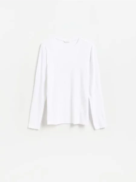 Reserved Tričko s dlhými rukávmi slim fit biela
